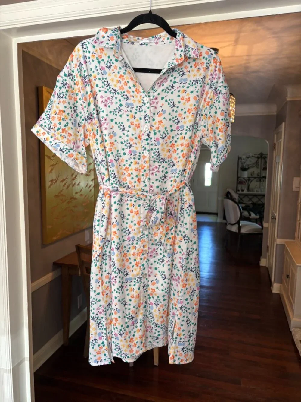 NWOT Summersalt White Floral Belted Shirt Dress. Size M - Picture 3 of 15